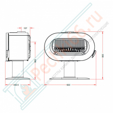 Печь-камин FIFTY SUR PIED эмаль слоновая кость (INVICTA)