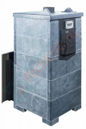 Газовая банная печь № 06-ГТ 80 в облицовке из талькохлорита (Тройка) до 80 м3