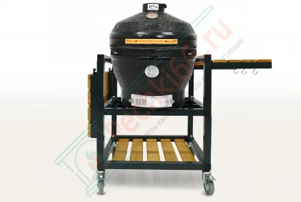 Керамический гриль CFG CHEF, 61 СМ / 24 дюйма (черный) в комплекте с модулем для гриля со столиками (Start Grill)