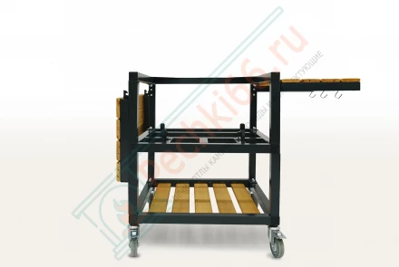 Керамический гриль CFG CHEF, 61 СМ / 24 дюйма (черный) в комплекте с модулем для гриля со столиками (Start Grill)