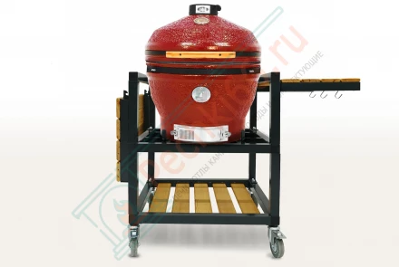 Керамический гриль CFG CHEF, 61 СМ / 24 дюйма (красный) в комплекте с модулем для гриля со столиками (Start Grill)