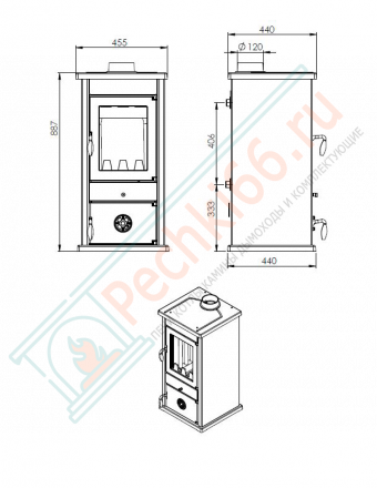 Печь-камин Vesta Cream (MBS) 180 м3