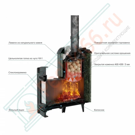 Банная печь Атмосфера L, в ламелях жадеит NEW (ProMetall)