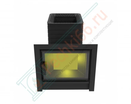 Печь для бани Флагман 24, каминная дверца (Березка)