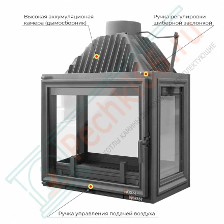 Каминная топка A16HP, 4- х сторонняя (EVEREST) 16 кВт