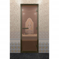 Стеклянная дверь DoorWood «Хамам бронза» в бронзовом профиле 1800х700 (по коробке)