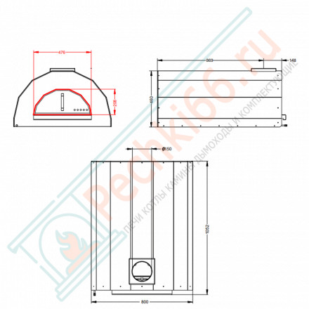 Печь для пиццы на дровах Пиццерия 800 (Астов)