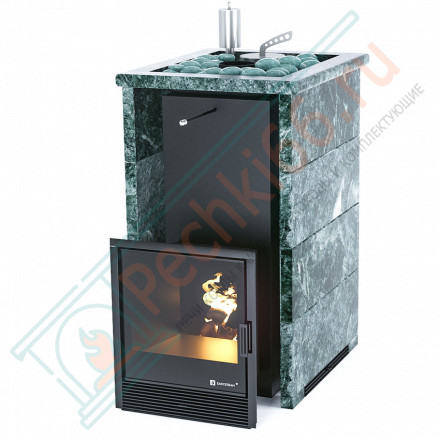 Печь для бани Сочи в трёхстороннем кожухе с открытым верхом из змеевика (ИзиСтим)