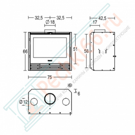 Стальная топка IL 75/66 V (Piazzetta) 9,2 кВт