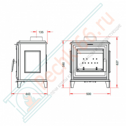 Печь-камин SEDAN S черная эмаль (INVICTA)