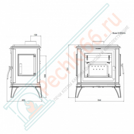 Печь-камин SEDAN M красная эмаль (INVICTA)