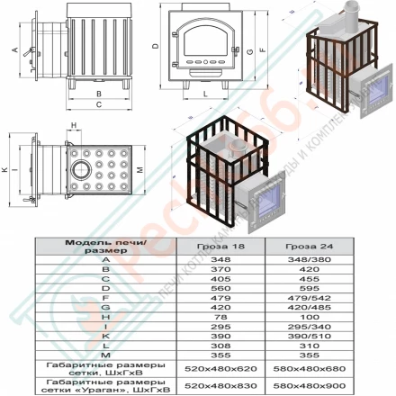 Печь Гефест Гроза Ураган 18 П, закрытая каменка, до 18м3