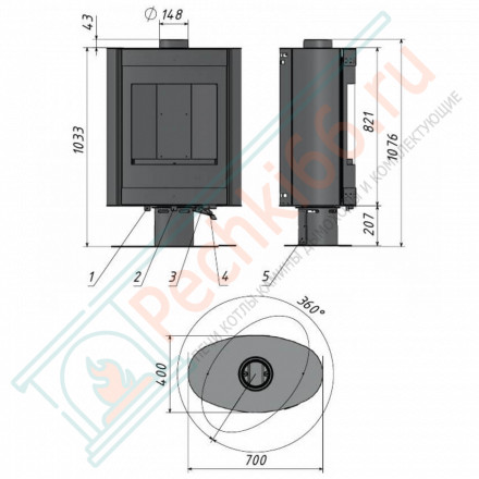Печь камин Мета-Бел Свитязь 7 поворотная на 360 градусов