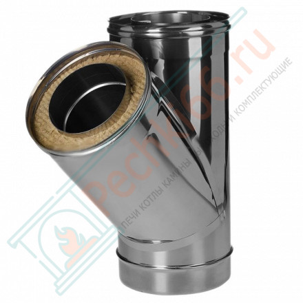 Тройник 45° с изол (НЕРЖ-321/0,8-НЕРЖ-439/0,5) d-115/200 (Дымок-Lux)