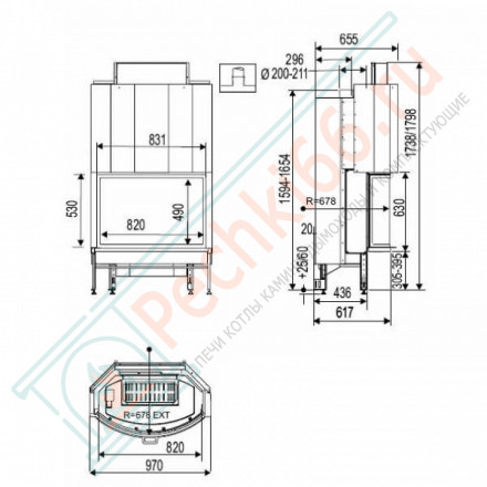 Каминная топка Diademe 531 B PACK N (Supra) 13 кВт