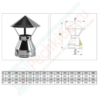 Зонт V50R с изол (AISI-321/0,5-ОЦИНК-RAL/0,5) d-115/215 (Вулкан)