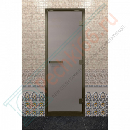 Дверь для хамама в бронзовом профиле, сатин 200x90 (DoorWood)