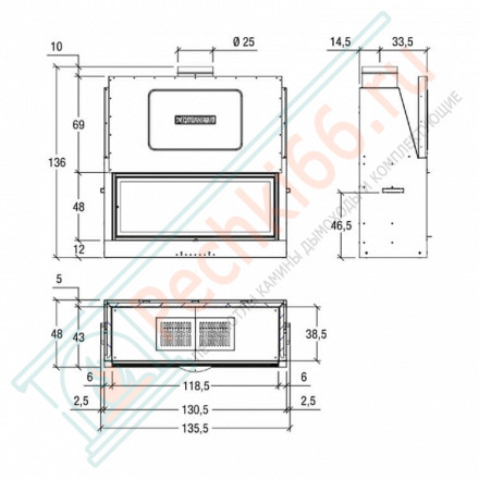 Стальная топка MA 264 SL (Piazzetta) 14,5 кВт