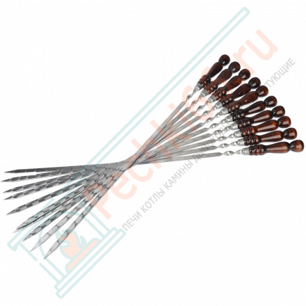 Набор шампуров L=55 см, с деревянной ручкой, 10 шт