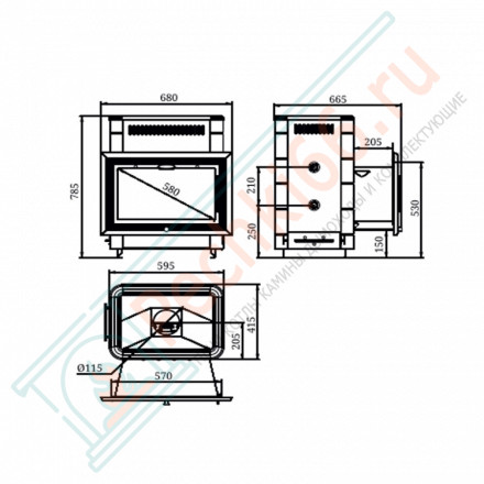 Печь для бани Витрувия II Inox БСЭ антрацит НВ (T.M.F) до 18 м3