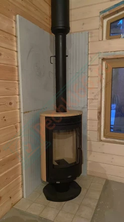 Печь-камин ABX Arktis 8 поворотный, черный, песчаник под ключ (монтаж 12.2020)