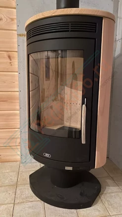 Печь-камин ABX Arktis 8 поворотный, черный, песчаник под ключ (монтаж 12.2020)