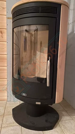 Печь-камин ABX Arktis 8 поворотный, черный, песчаник под ключ (монтаж 12.2020)