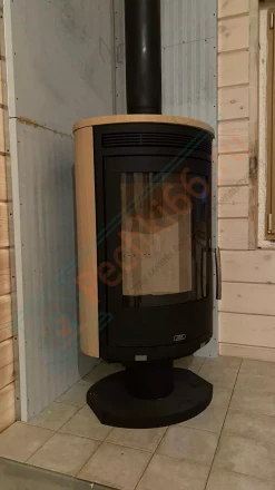 Печь-камин ABX Arktis 8 поворотный, черный, песчаник под ключ (монтаж 12.2020)