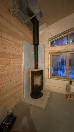 Печь-камин ABX Arktis 8 поворотный, черный, песчаник под ключ (монтаж 12.2020)