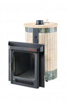 Дровяная банная печь ОПТИМА "Окаменевшее дерево перенесённый рисунок + Жадеит" (Ферингер)