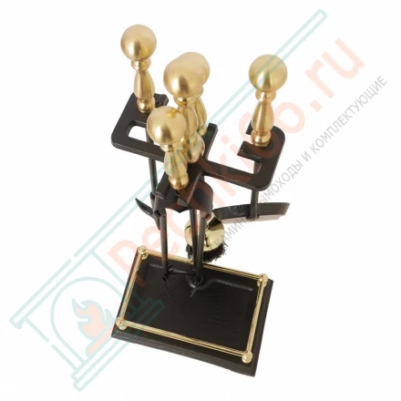 Набор каминный D15160РК (4 предмета, 60см, латунь/черный), на подставке