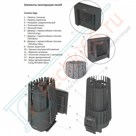 Дровяная банная печь Grill'D Cometa 180 Vega Window