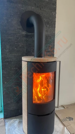 Печь-камин Астов R1.0 K, песчаник, на дровнике под ключ (монтаж 05.2023)