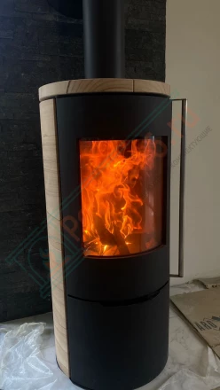 Печь-камин Астов R1.0 K, песчаник, на дровнике под ключ (монтаж 05.2023)