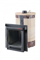 Дровяная банная печь Малютка ПФ "Окаменевшее дерево перенесённый рисунок + Россо Леванте" (Ферингер)