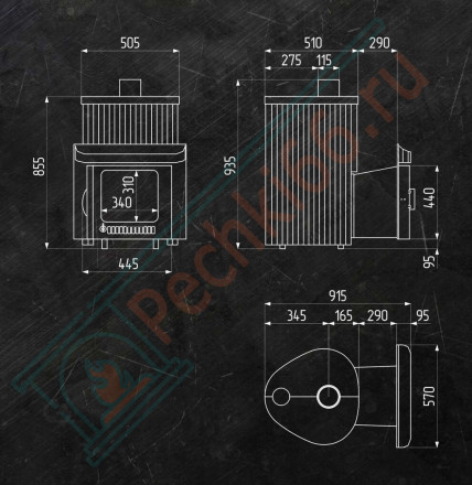 Дровяная банная печь Ферингер Малютка ПФ "Жадеит + Окаменевшее дерево" до 18 м³