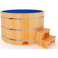 Купель кедровая Премиум круглая с пластиковой вставкой 120х120х100 (НКЗ)