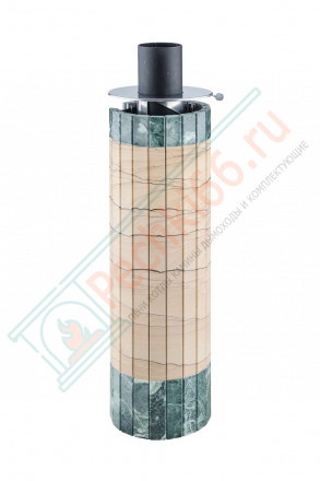 Дымоход - конвектор Окаменевшее дерево перенесённый рисунок + Жадеит, d-115, L=1000 мм (Feringer)