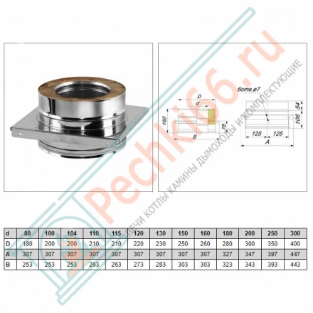 Опора V50R с изол (AISI-321/0,8- ОЦИНК-RAL/0,5) d-200/300 (Вулкан)