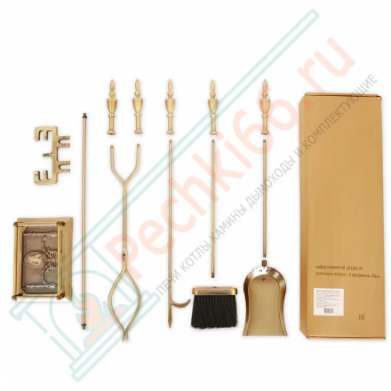 Набор каминный D51041АВ (4 предмета, 81см, античная латунь), на подставке