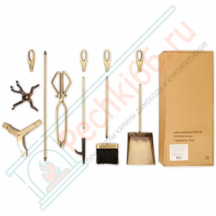 Набор каминный D15011АВ (4 предмета, 64см, античная латунь), на подставке