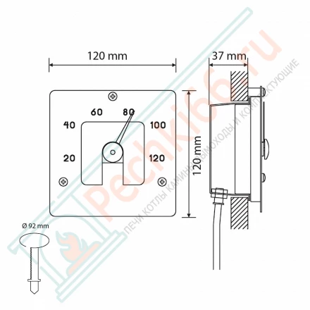 Гигрометр для сауны Cariitti SQ, нерж. сталь, требуется 1 оптоволокно D=2-4 мм