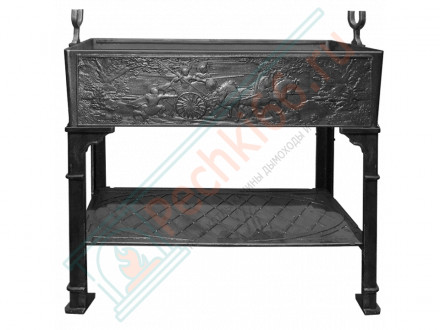 Мангал чугунный цельнолитой Спарта-2, с полкой (Литтех)