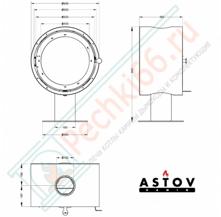 Печь-камин D 600 (Астов)
