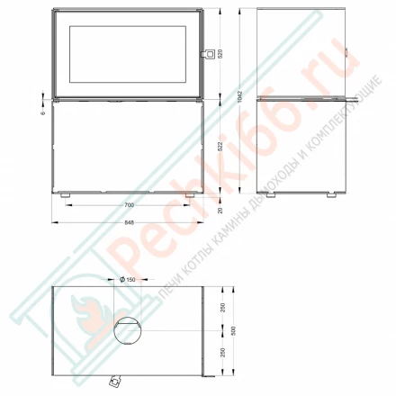Печь-камин КУБ 800 на дровнике (Астов)