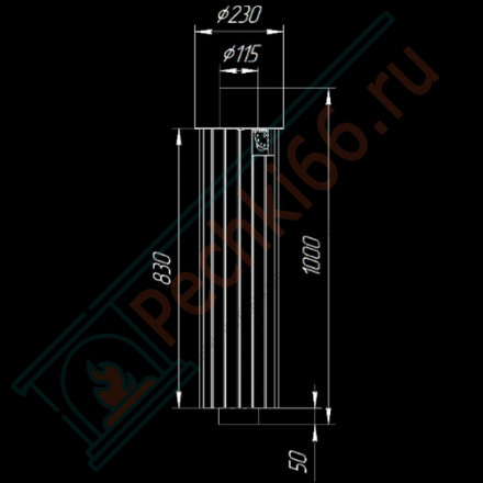 Дымоход - конвектор Змеевик + Россо Леванте, d-115, L=1000 мм (Feringer)