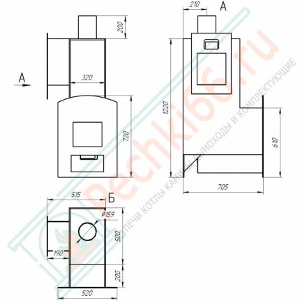 Печь для русской бани № 06-МП 01 под обкладку, с парогенератором (Тройка) до 18 м3