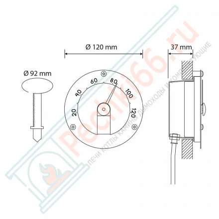 Гигрометр для сауны Cariitti белый, требуется 1 оптоволокно D=2-4 мм