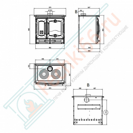 Печь с варочной поверхностью Suprema, цвет чёрный антрацит (La Nordica)