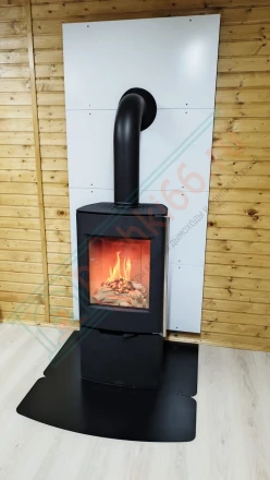 Печь-камин Астов F 451 на дровнике под ключ (монтаж 04.2024)